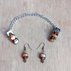 Sweater Shawl Scarf Clip and Earring Set Gold Toned